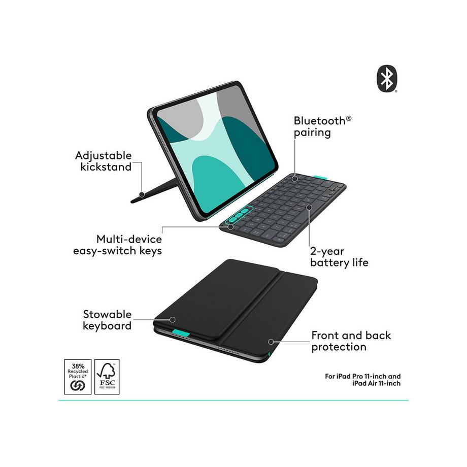 Logitech Flip Folio - iPad Pro and Air 11 CH Tablet Tastatur 