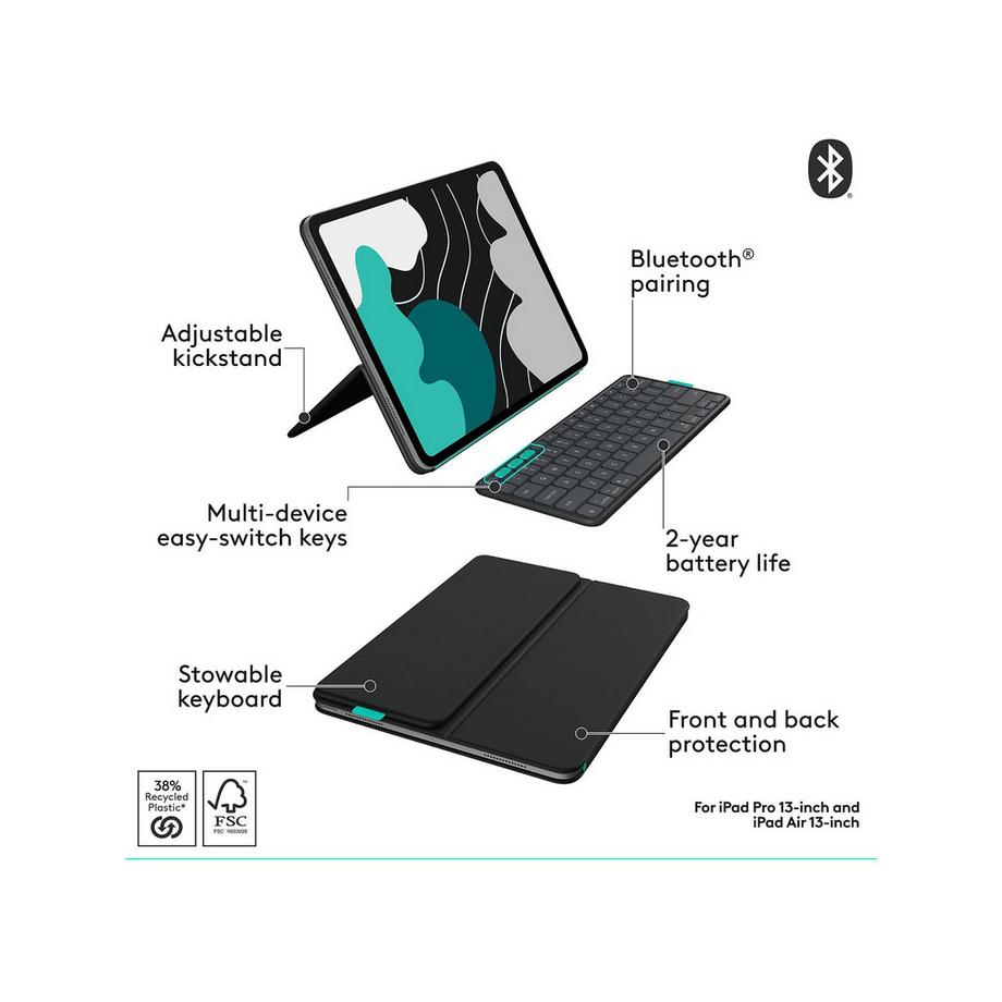 Logitech Flip Folio - iPad Pro Air 13 CH Tablet Tastatur 