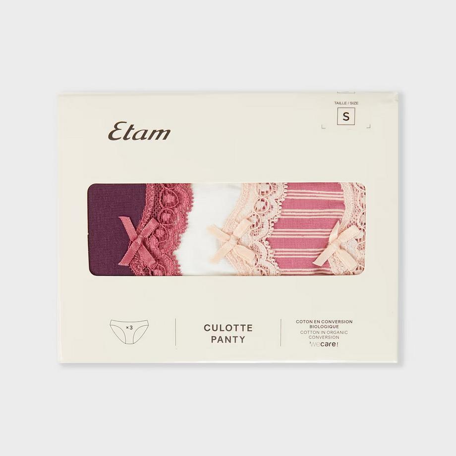 Etam Lot de 3 slips en coton  