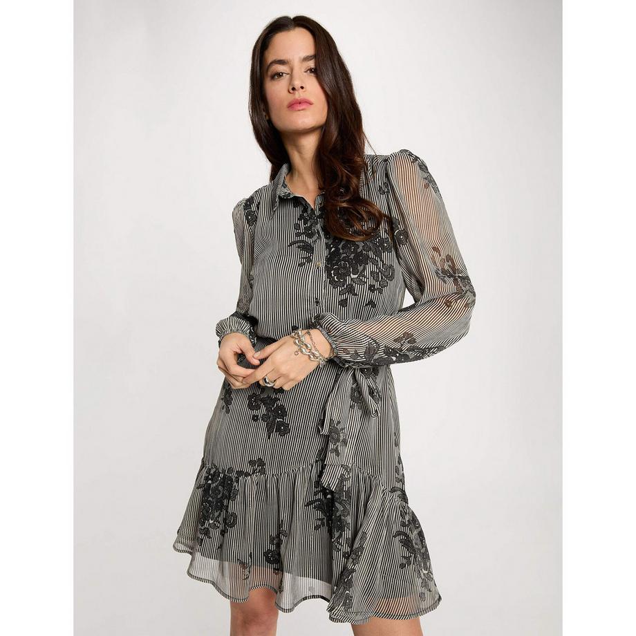 MORGAN Robe Mini Rayée Fleurie  
