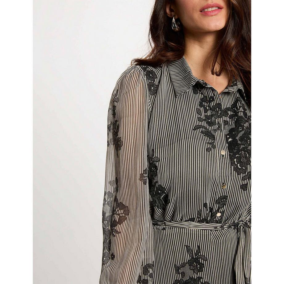 MORGAN Robe Mini Rayée Fleurie  