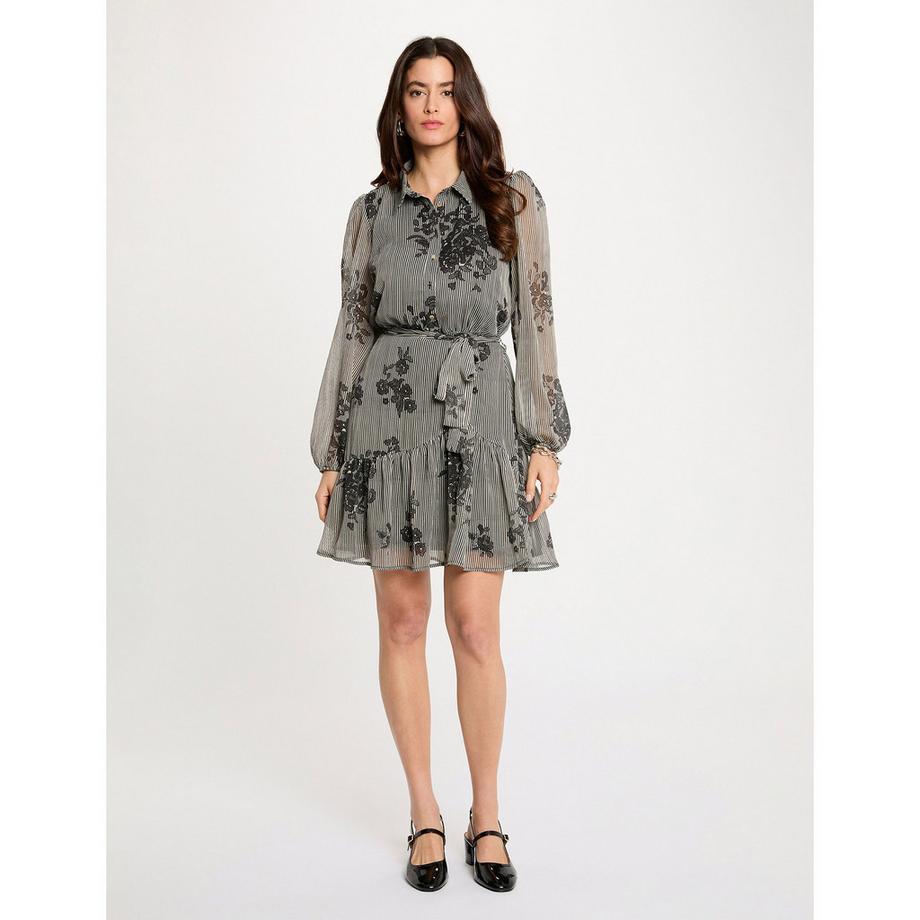 MORGAN Robe Mini Rayée Fleurie  