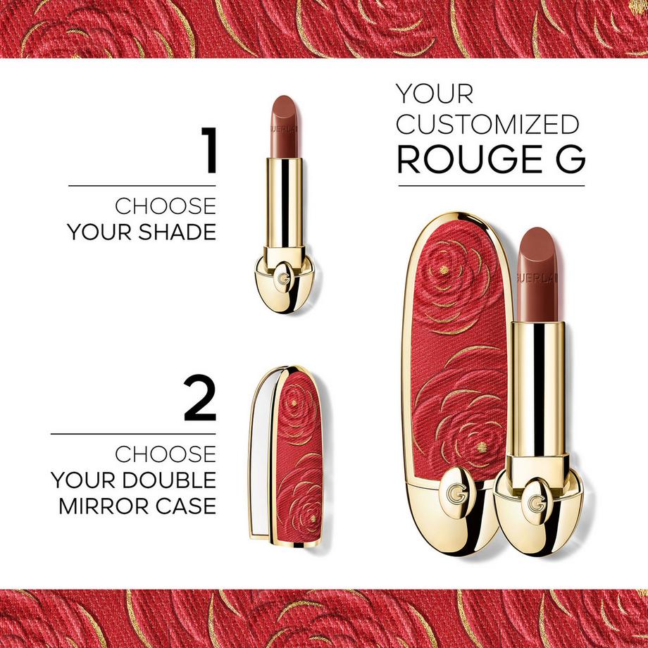 Guerlain  Rouge G Blooming Denim L’écrin bijou double miroir - Édition Limitée Le rouge à lèvres soin personnalisable 