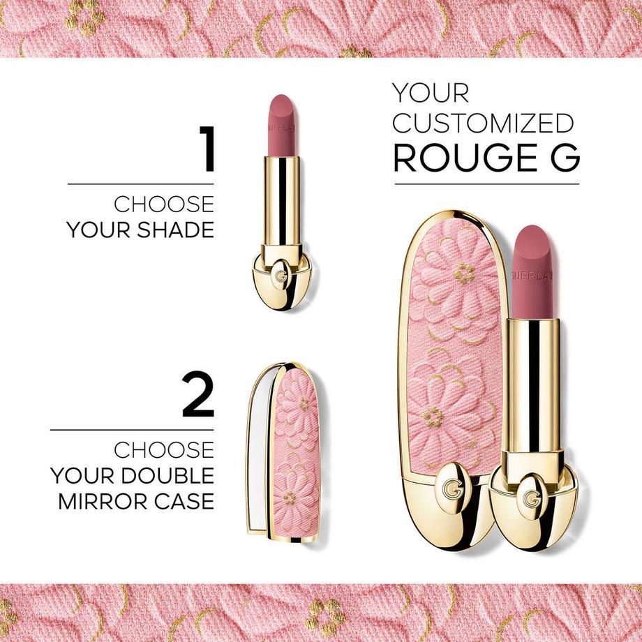 Guerlain  Rouge G Blooming Denim L’écrin bijou double miroir - Édition Limitée Le rouge à lèvres soin personnalisable 