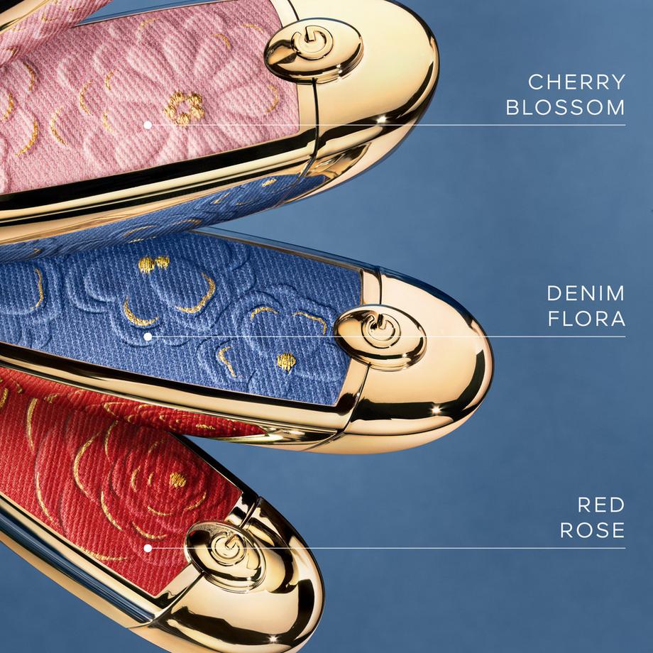 Guerlain  Rouge G Blooming Denim L’écrin bijou double miroir - Édition Limitée Le rouge à lèvres soin personnalisable 