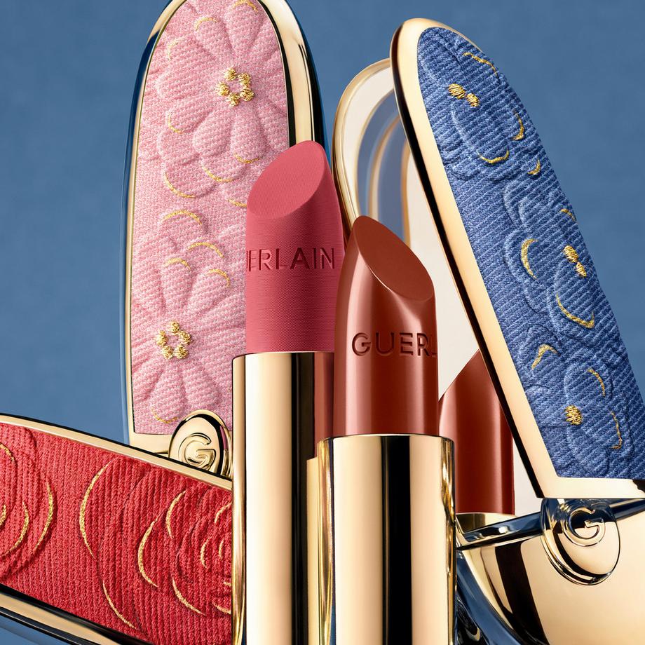 Guerlain  Rouge G Blooming Denim L’écrin bijou double miroir - Édition Limitée Le rouge à lèvres soin personnalisable 