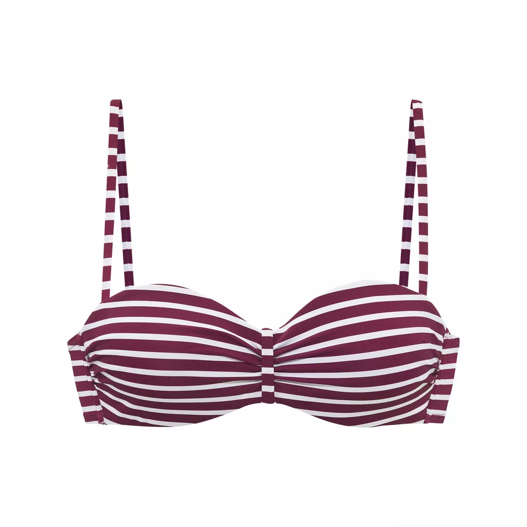 Venice Beach Tadu Underwired Bandeau Bikini Top Bordeaux/White 40D