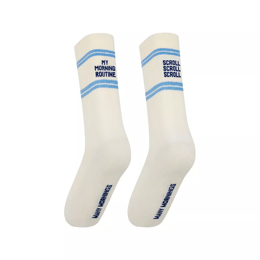 Many Mornings Scroll Routine Chaussettes Mi-Mollet Ecru 39-42 3