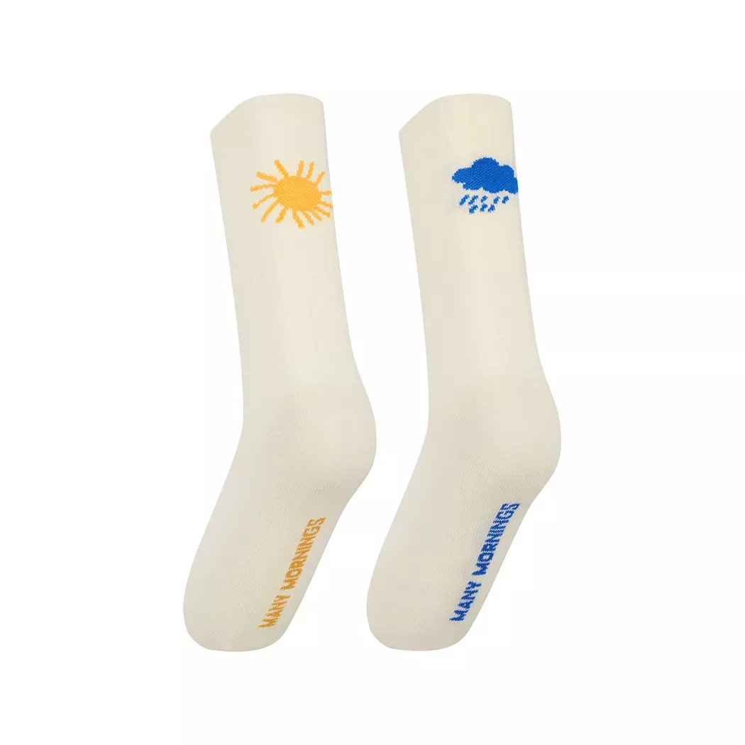 Many Mornings Scroll Routine Chaussettes Mi-Mollet Ecru 39-42 2