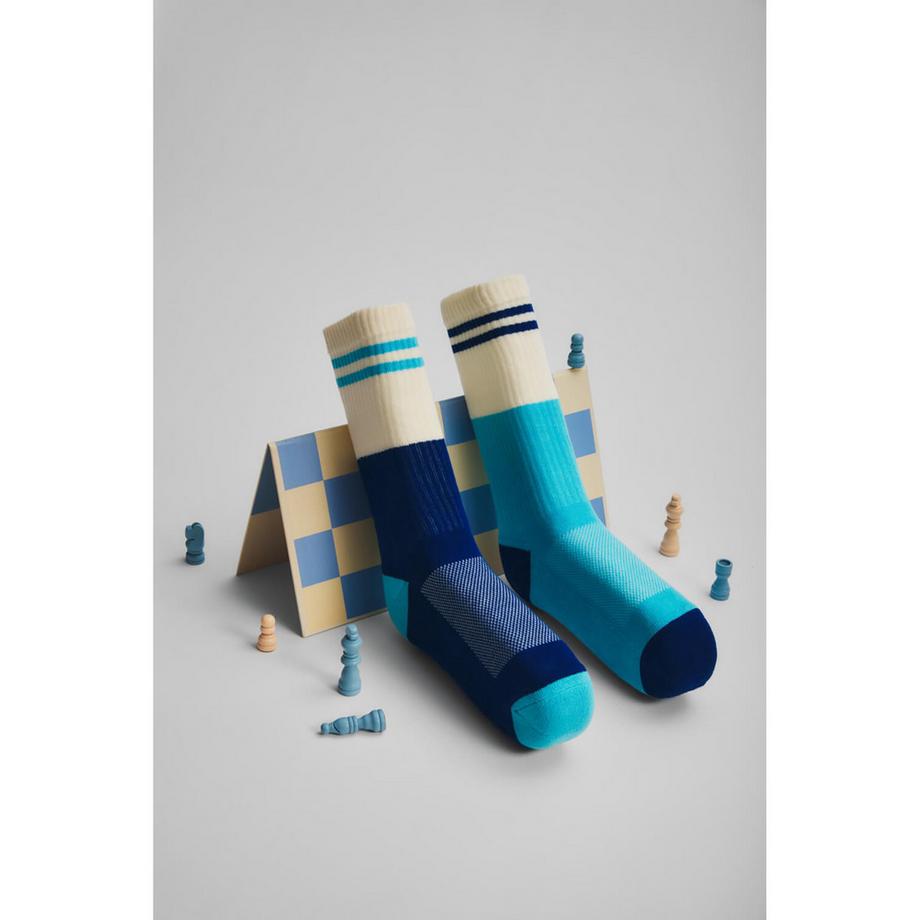 Many Mornings BLUE BLUES Chaussettes hauteur mollet  