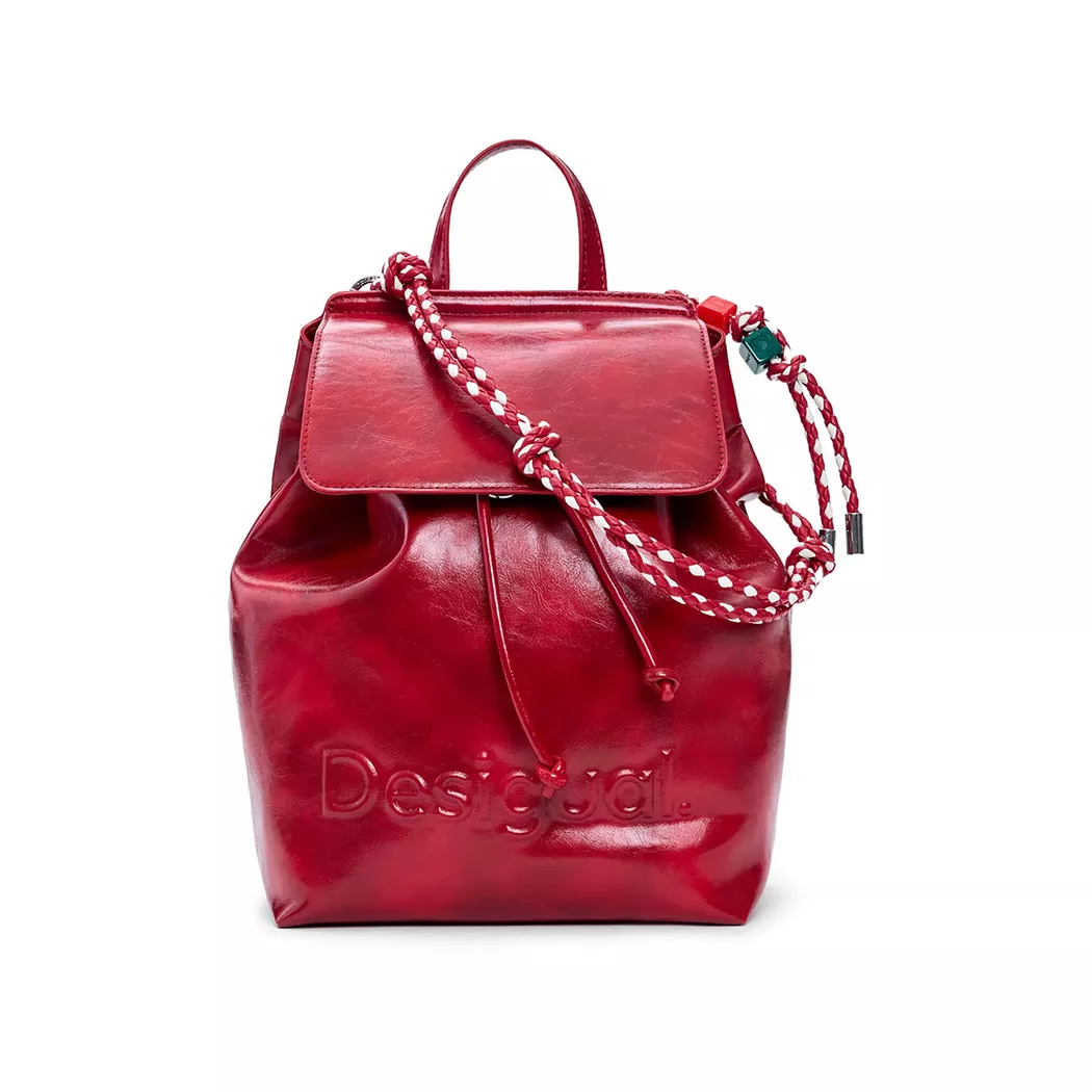 Sac a dos Desigual BACKPACK HALF LOGO LUENA Rouge Unique femmes