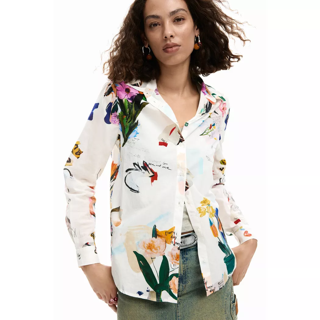 Desigual Chemise collage fleurs WHITE S female
