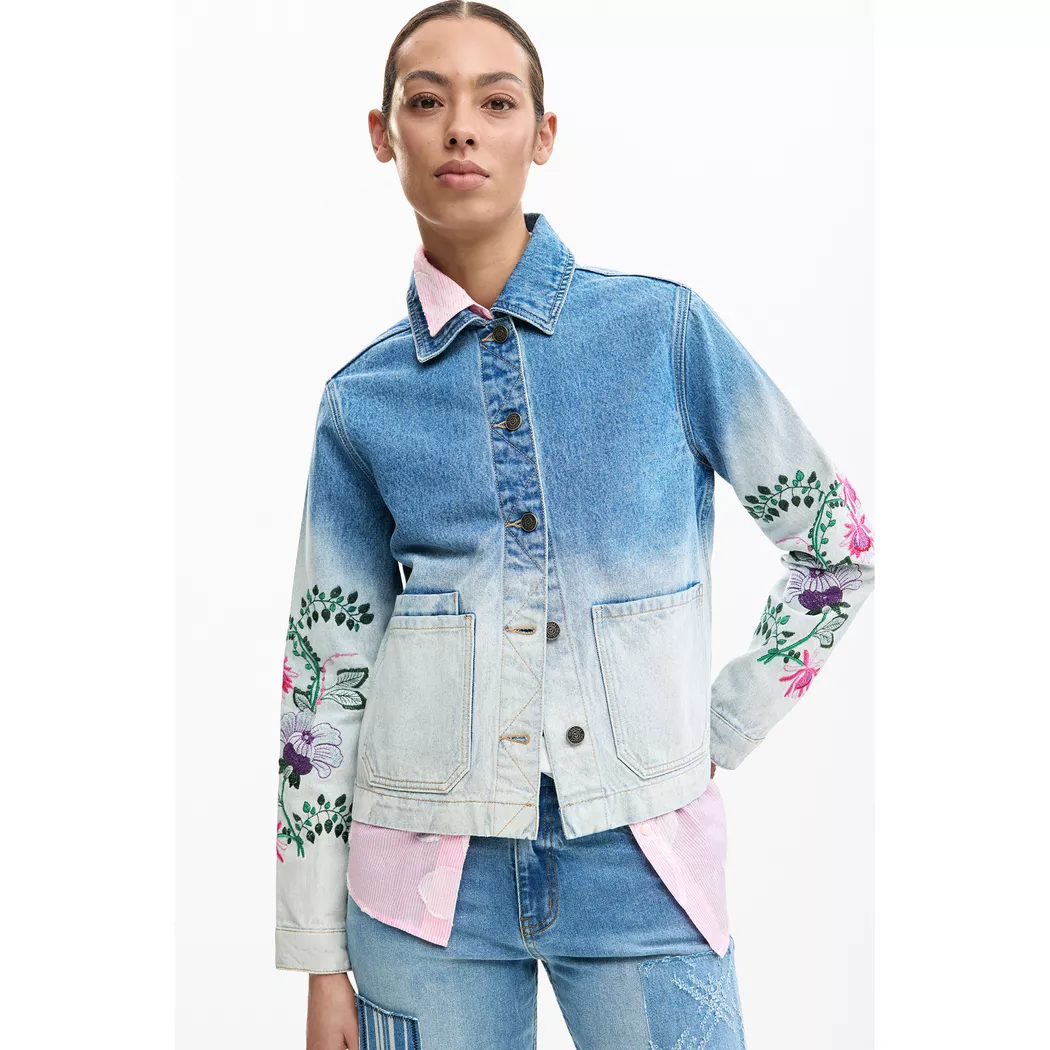 Desigual Blouson en denim patch BLUE L female