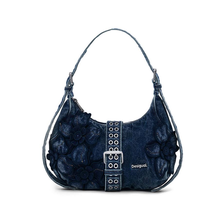 Desigual Denim Umhängetasche mit floralen Details  