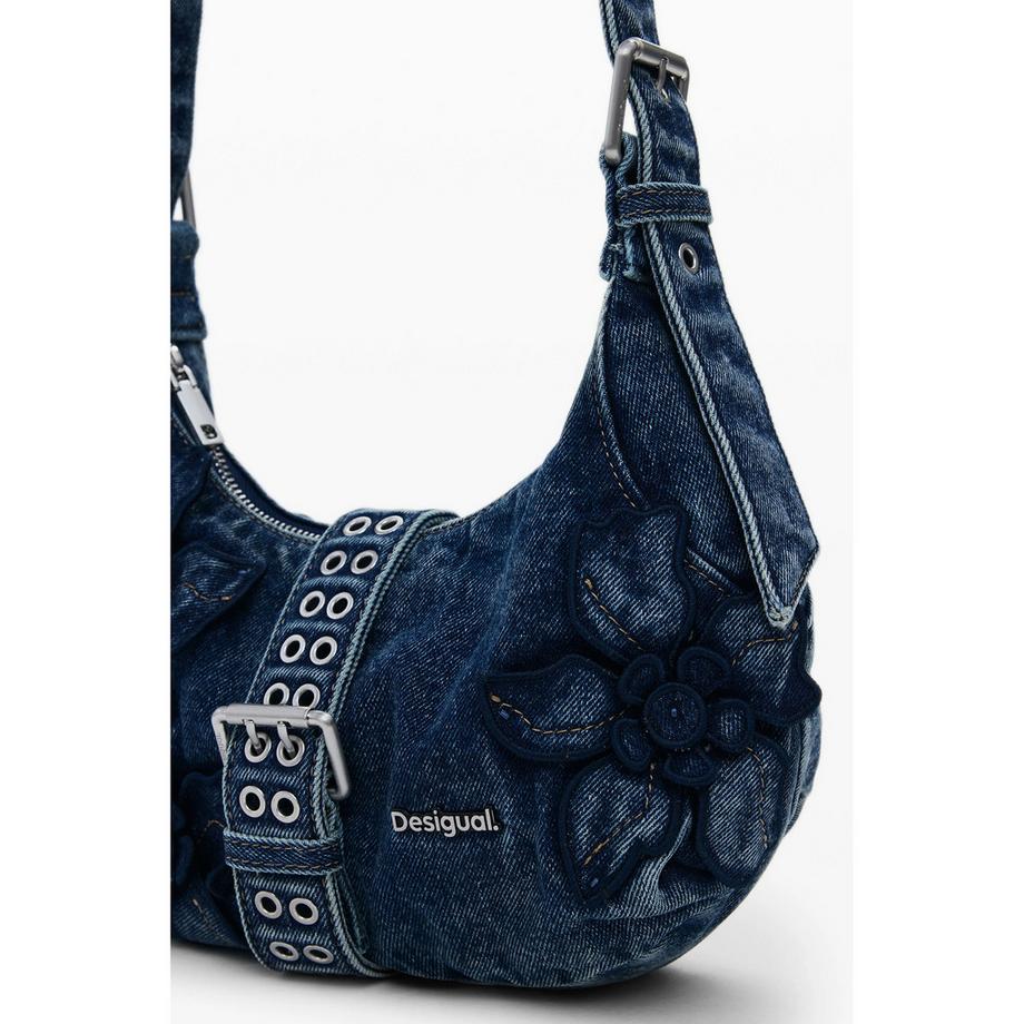 Desigual Denim Umhängetasche mit floralen Details  