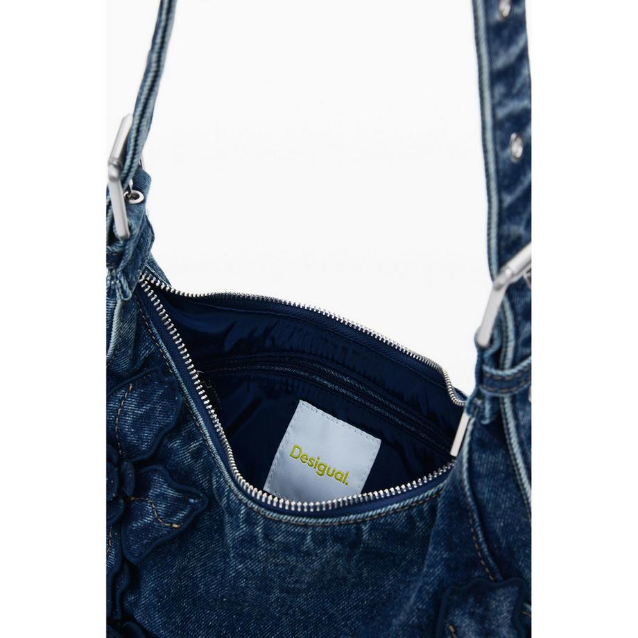 Desigual Denim Umhängetasche mit floralen Details  