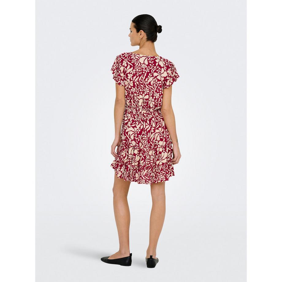 ONLY Geblümtes V-Ausschnitt Minikleid  