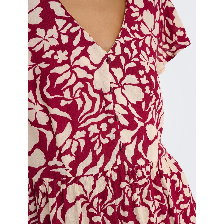 ONLY Geblümtes V-Ausschnitt Minikleid  