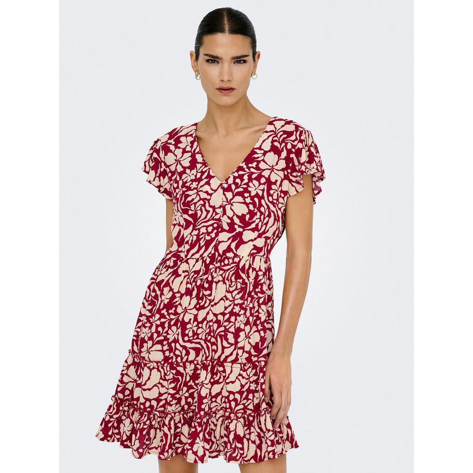 ONLY Geblümtes V-Ausschnitt Minikleid  