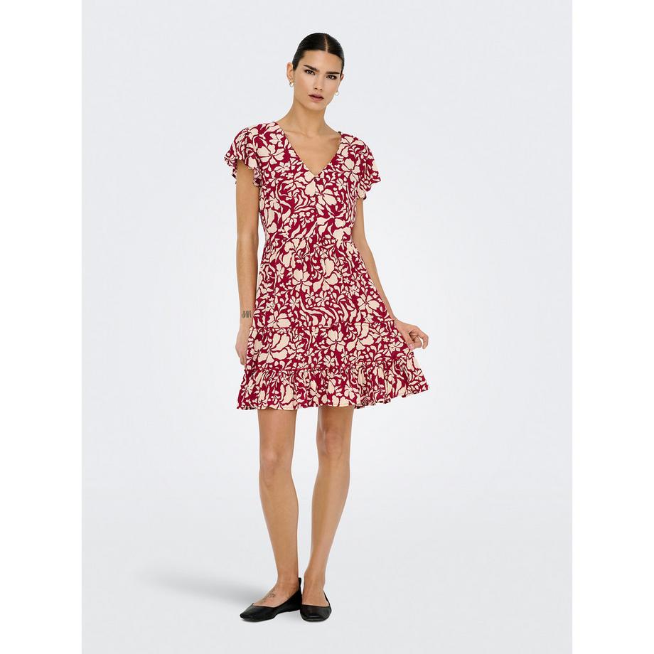 ONLY Geblümtes V-Ausschnitt Minikleid  