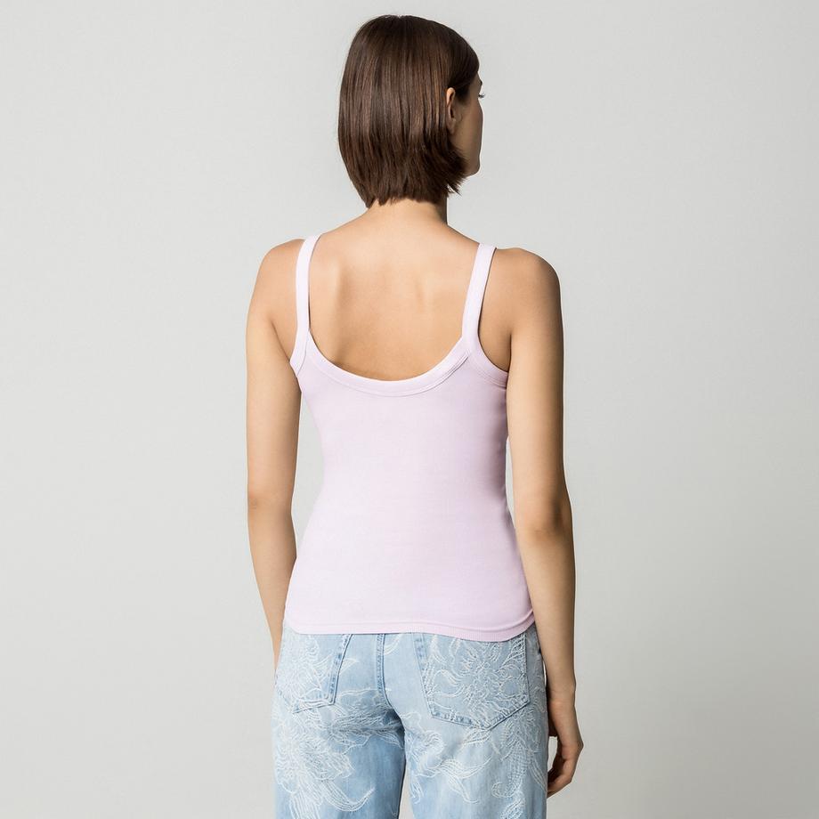 Gina Tricot Geripptes Tanktop mit Rundhalsausschnitt  