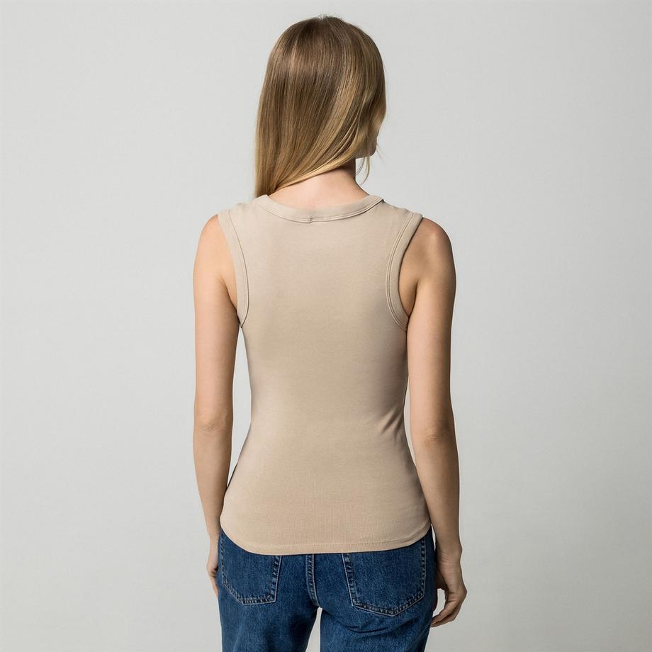 Gina Tricot Canotta a costine scollo a V  