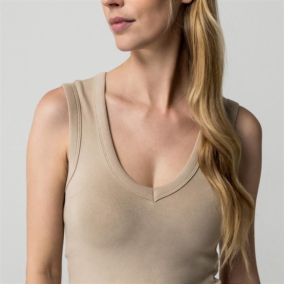Gina Tricot Canotta a costine scollo a V  