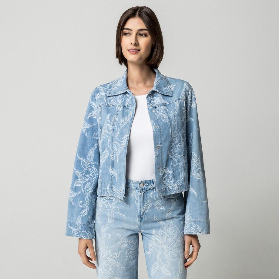 Gina Tricot Chemise en jean brodée de fleurs  