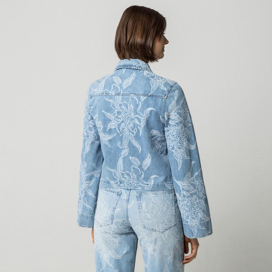 Gina Tricot Chemise en jean brodée de fleurs  