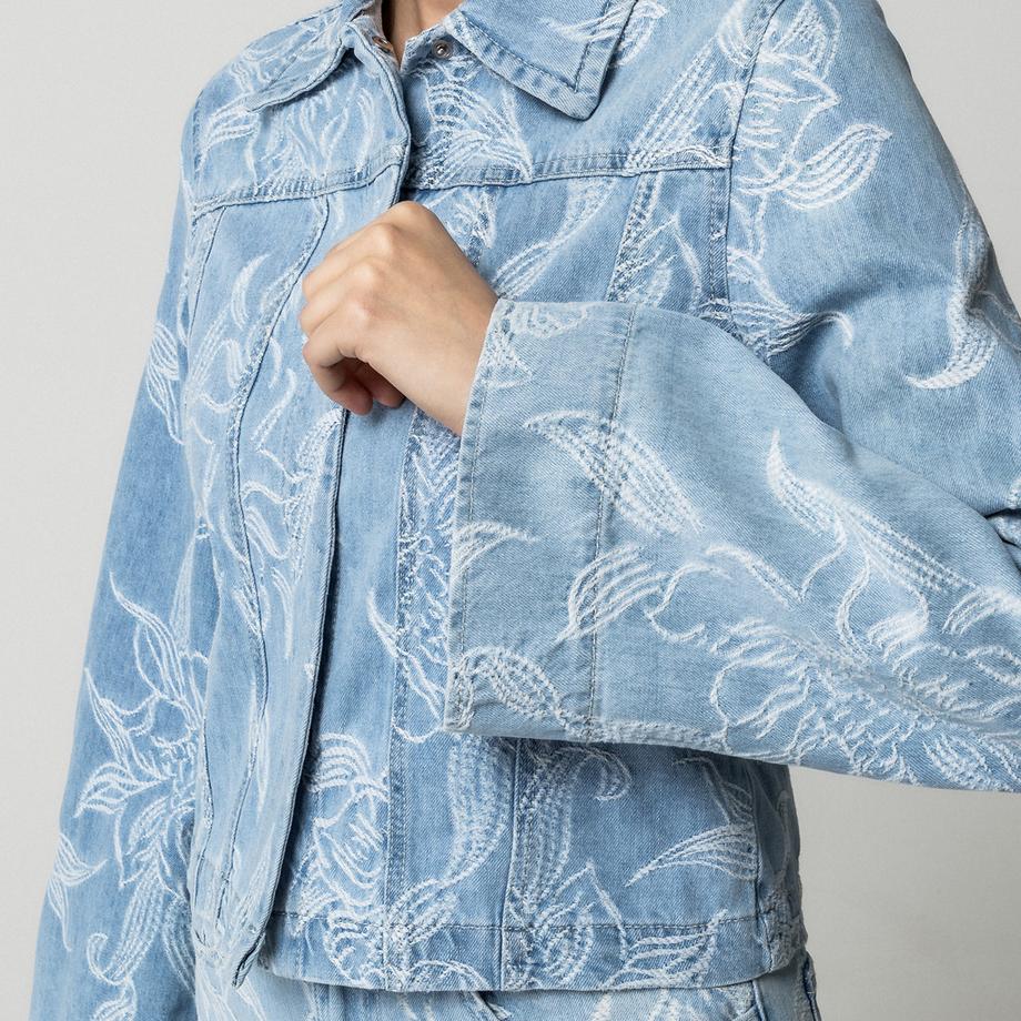 Gina Tricot Chemise en jean brodée de fleurs  