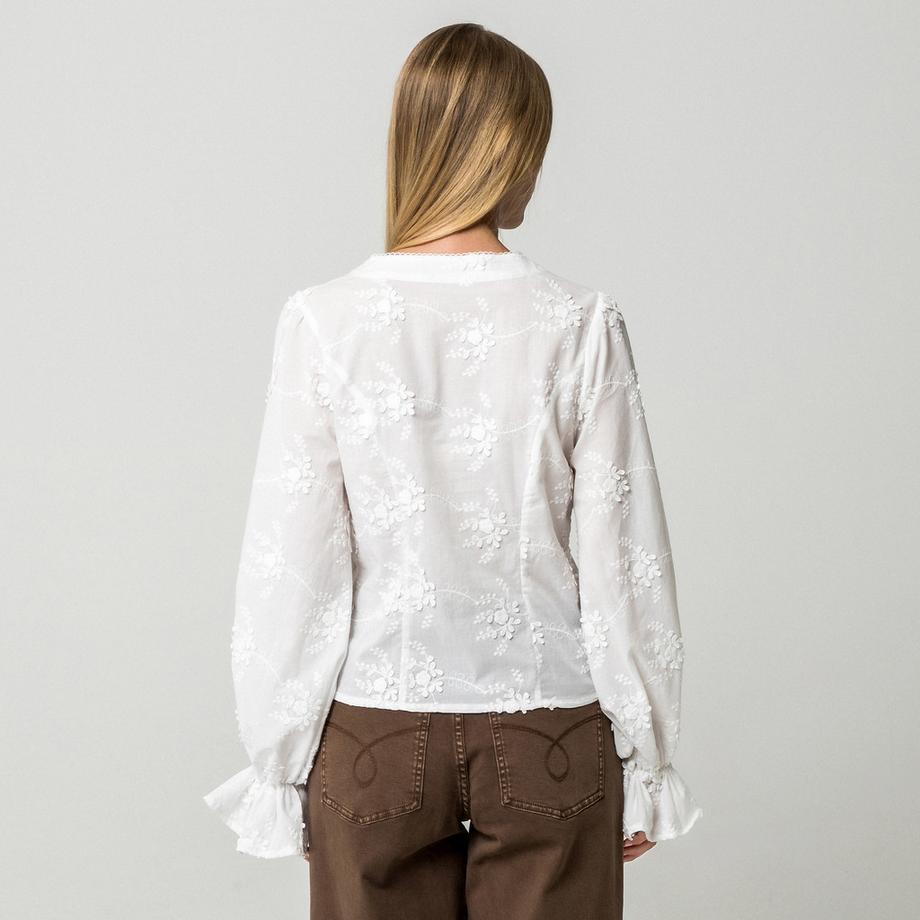 Gina Tricot Camicetta ricamata a maniche lunghe  