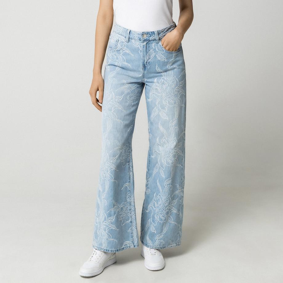 Gina Tricot Jeans a fantasia floreale gamba larga  