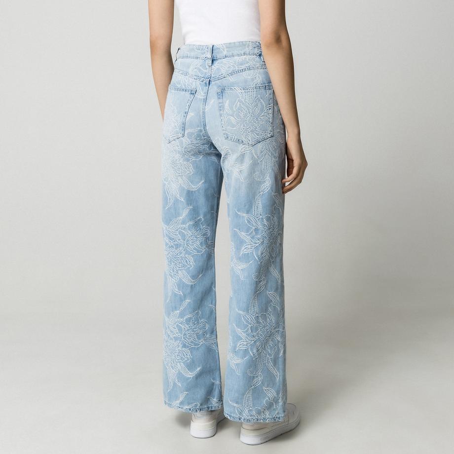 Gina Tricot Jeans a fantasia floreale gamba larga  