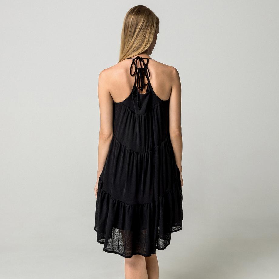 Gina Tricot Abito Mini a Balze con Collo Halter  
