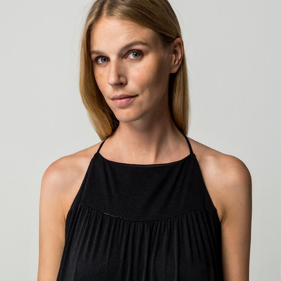 Gina Tricot Abito Mini a Balze con Collo Halter  