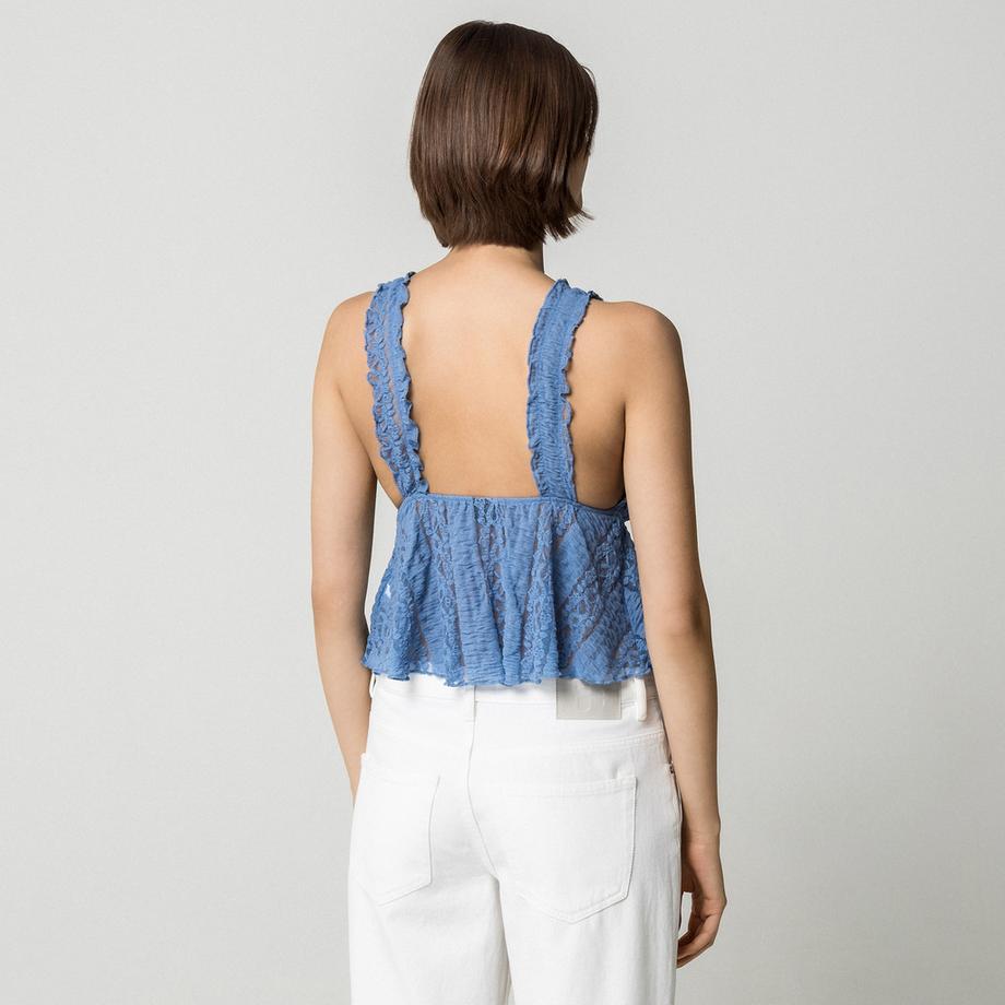Gina Tricot Top à volants et dentelle  
