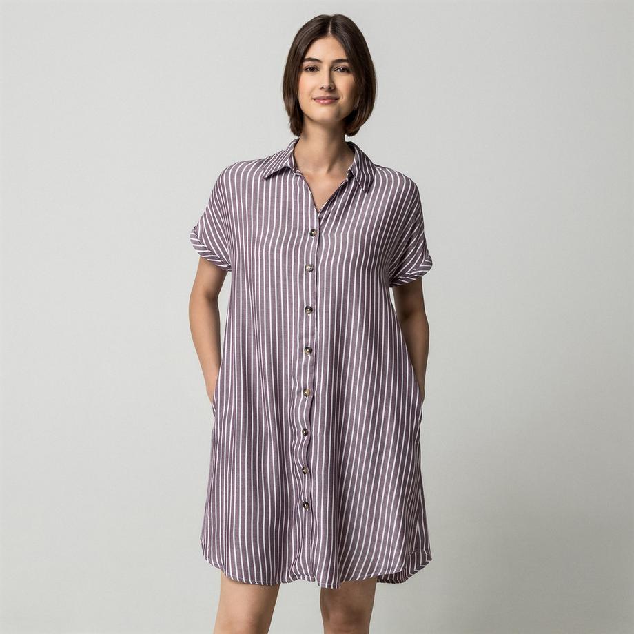 ONLY Gestreiftes Kurzarm Hemdblusenkleid  