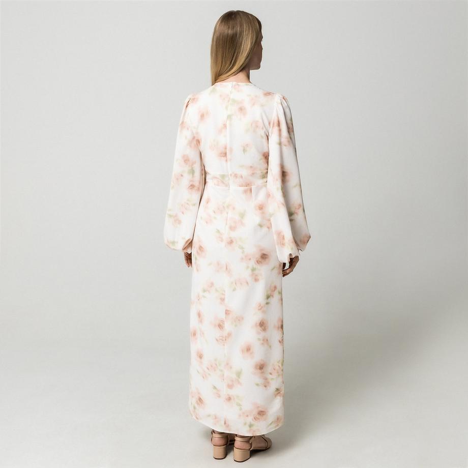 Gina Tricot Geblümtes Langarm Maxikleid  