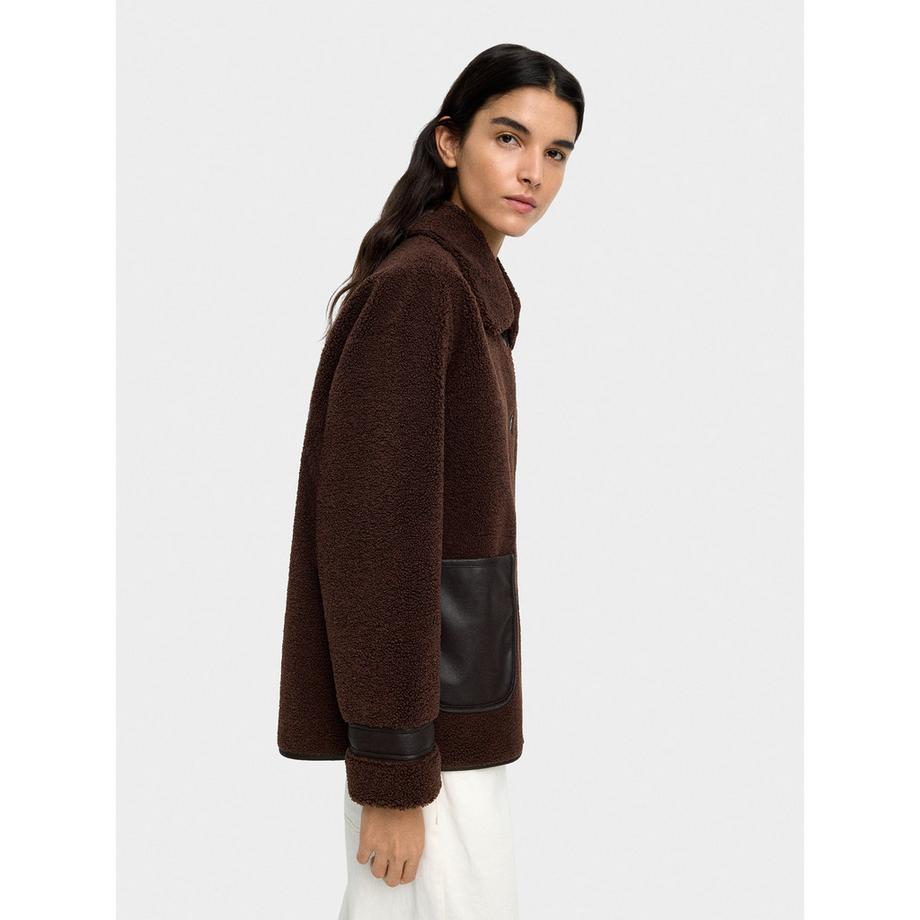 Parfois Manteau Teddy avec Détails en Similicuir  