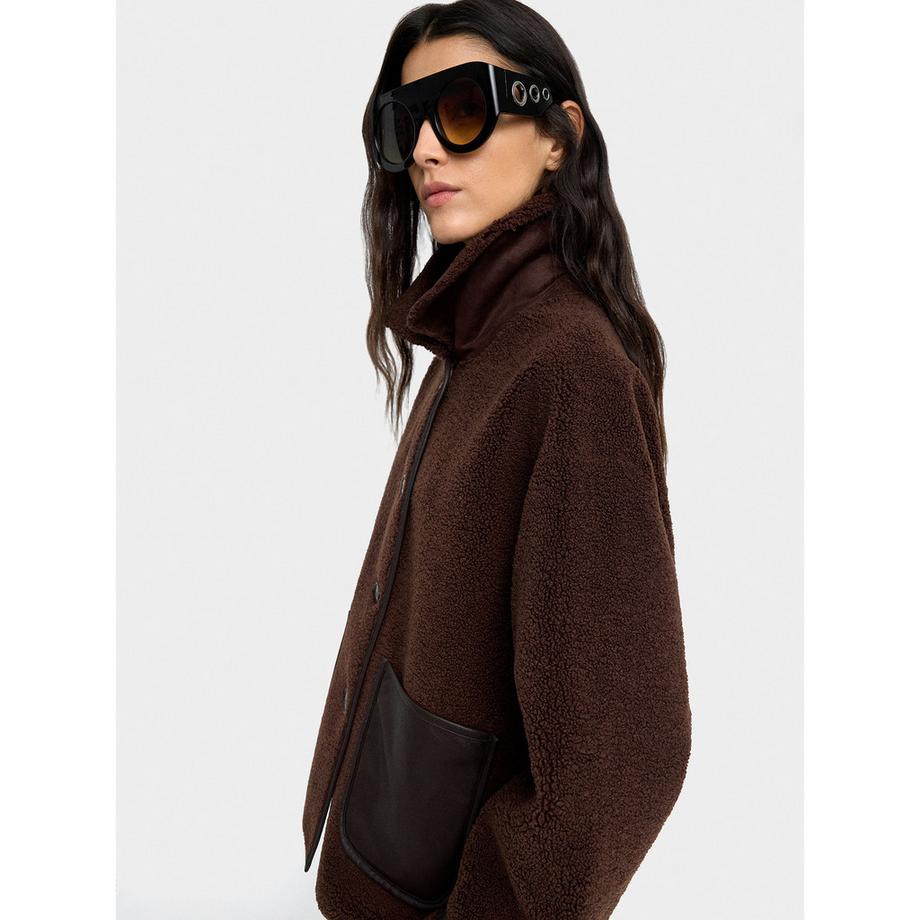 Parfois Manteau Teddy avec Détails en Similicuir  