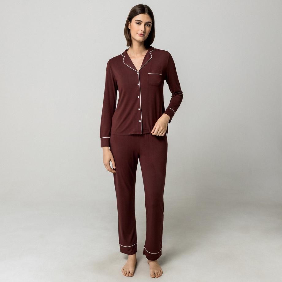 Manor Woman Set pigiama con bordo contrastante  