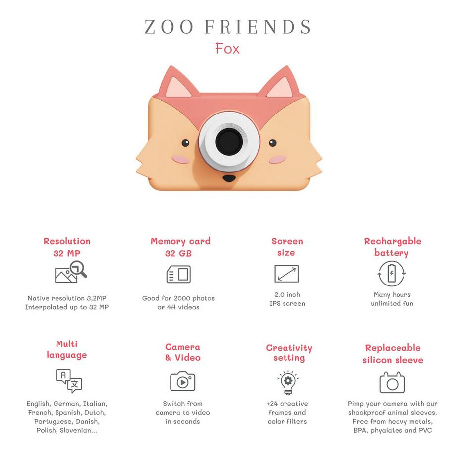 The Zoofamily  Fotocamera per bambini C1 - Zoo Friends - Volpe 