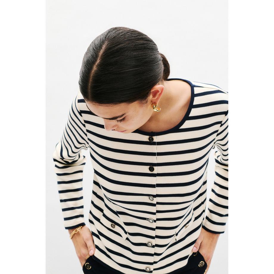 Caroll Gestreifte Strickjacke  