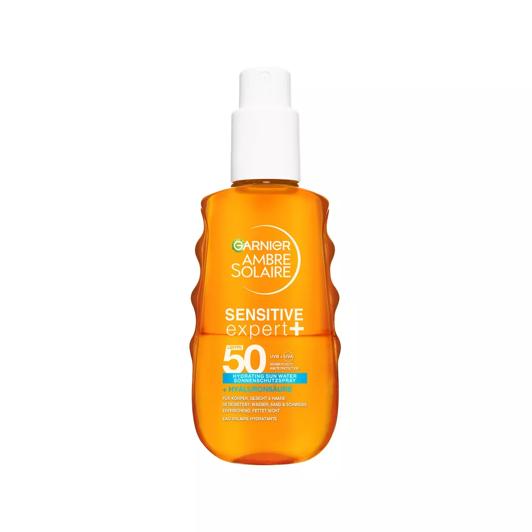 Garnier Ambre Solaire Sensitive Expert + Hydrating UV Water LSF 50 Sonnenschutz 150 ml