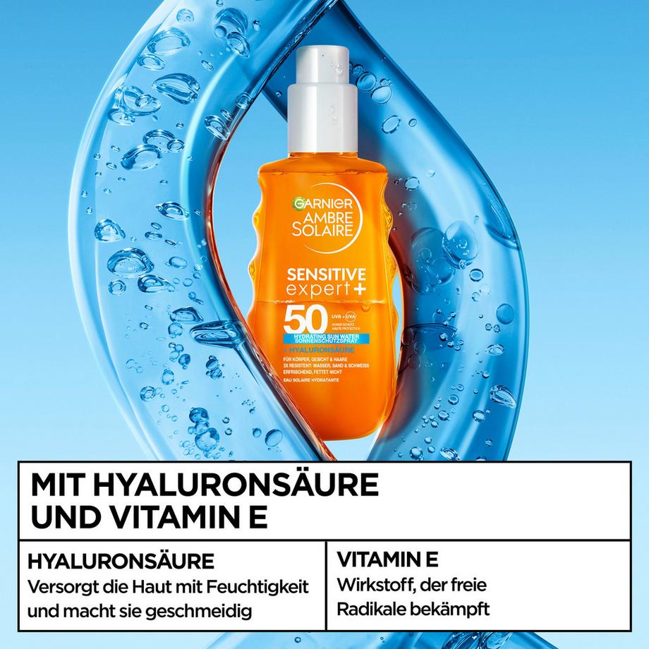 GARNIER  Ambre Solaire Sensitive expert+ Hydrating Sun Water Sonnenschutzspray LSF 50 