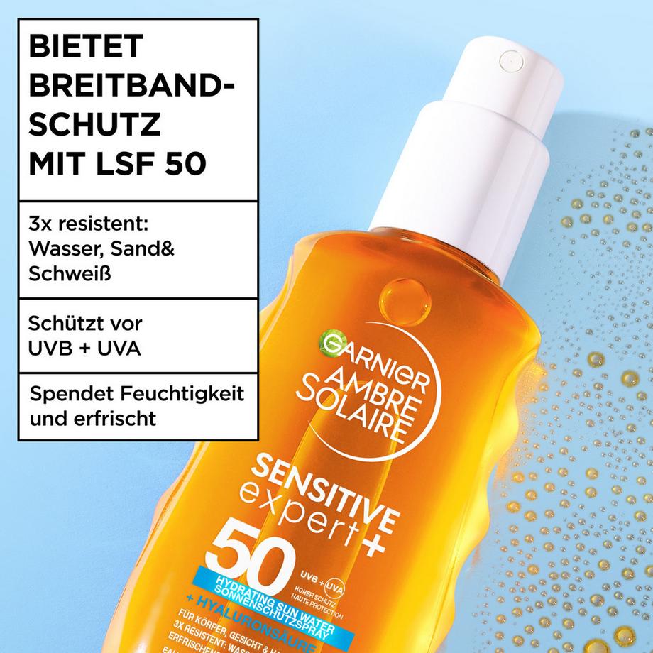 GARNIER  Ambre Solaire Sensitive expert+ Hydrating Sun Water Sonnenschutzspray LSF 50 