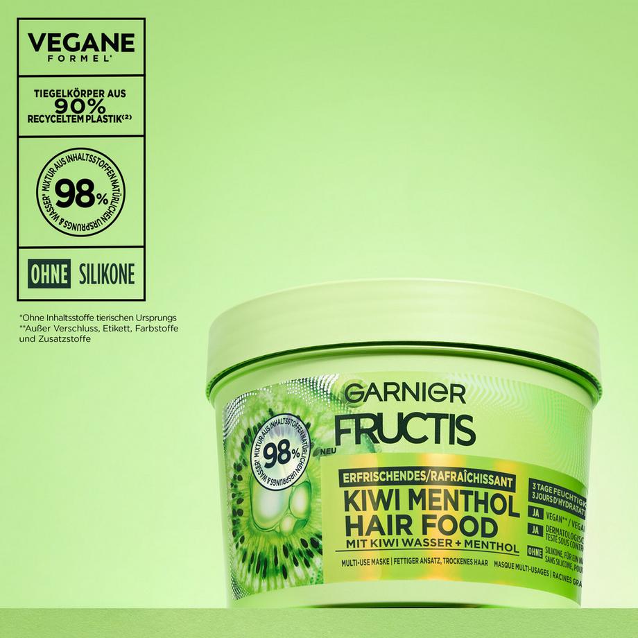 GARNIER  Masque capillaire multi-usage Fructis Kiwi Menthol Hair Food 