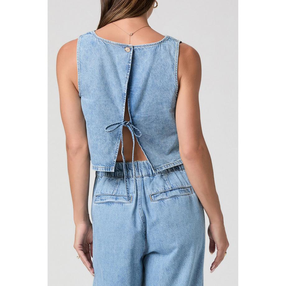 PAIGE Chemisier Denim Col V Sans Manches  