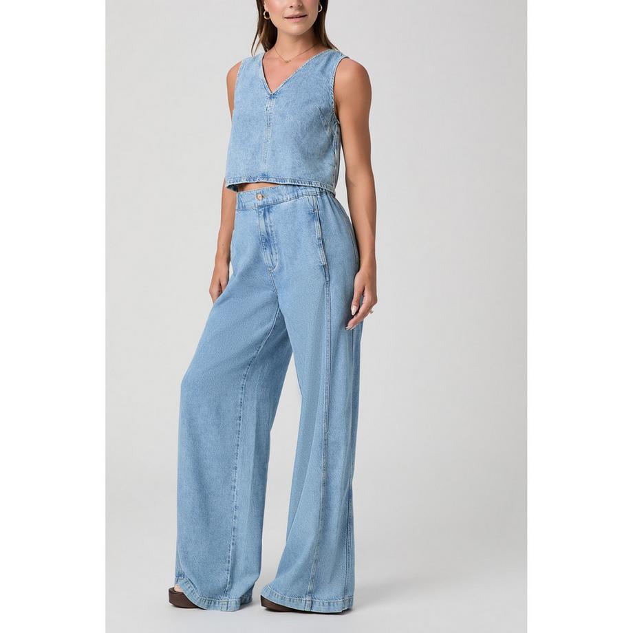PAIGE Chemisier Denim Col V Sans Manches  