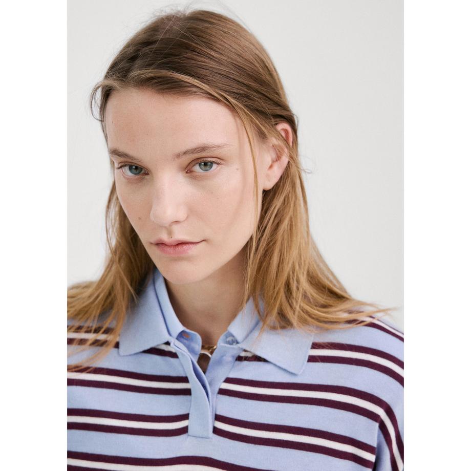 MANGO LUCCAPR Sweat-shirt Polo Rayé à Manches Longues  